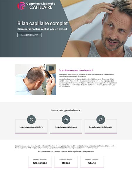 Landing page Consultant Diagnostic Capillaire