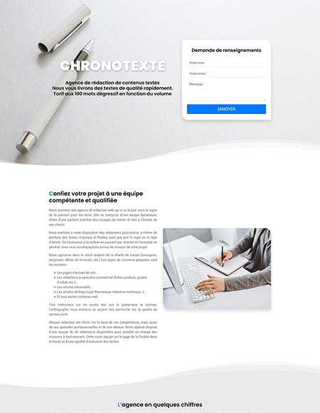 Landing page Chronotexte